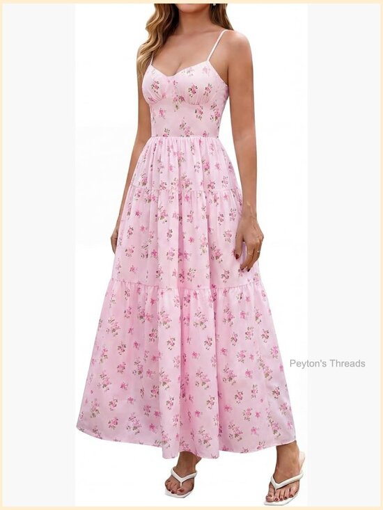 Dresses & Skirts - Boho Lace Up Spaghetti Strap V Neck Maxi Dress Beach Vacation Long Dress for